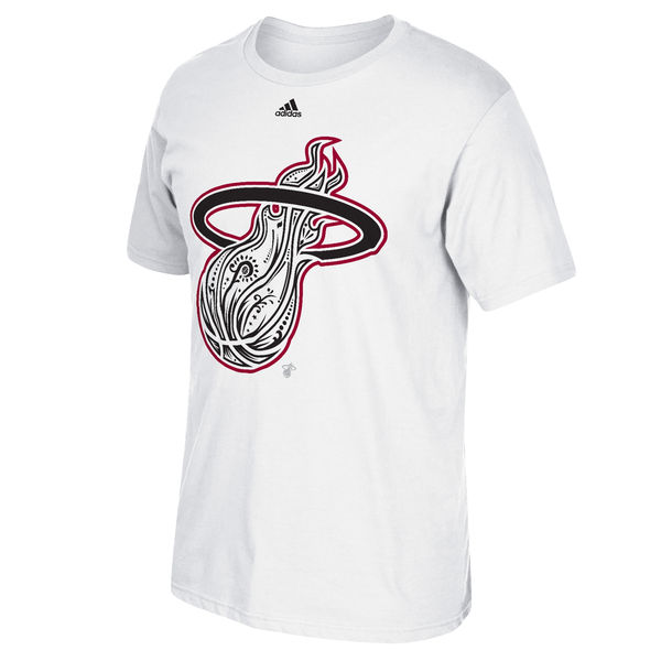 NBA Men Miami Heat adidas Noches Enebea Mask TShirt White->nba t-shirts->Sports Accessory